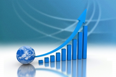 Business Graph with blue background
